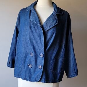Allison Woods Classic Double-Breasted Denim Jacket Size 20W